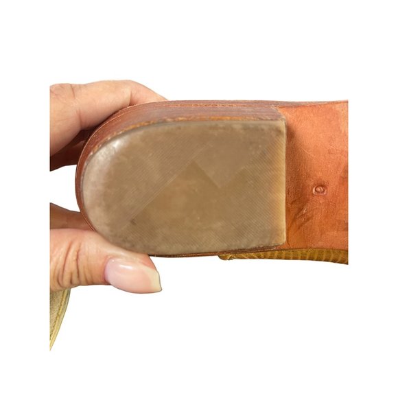 Vintage Western Mid Calf Suede & Leather Lizard Embossed Boots Light Tan Size 6 - Picture 8 of 10